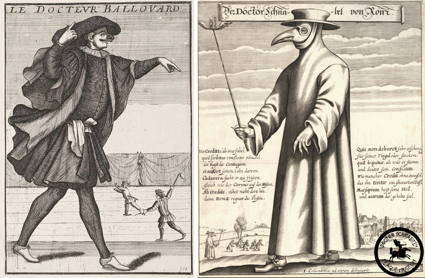 Dottore from the Commedia dell'arte and plague doctor