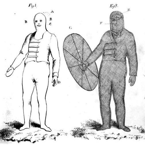 Two men in full body portection suits