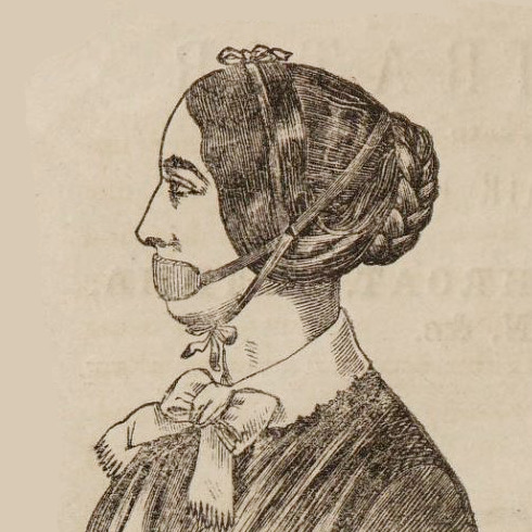 Woman wearing mouth respirator