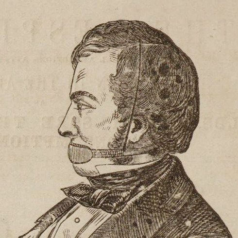 Man with mouth respirator