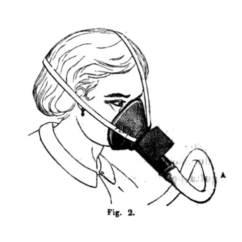 Female worker wearing mask with tube attached