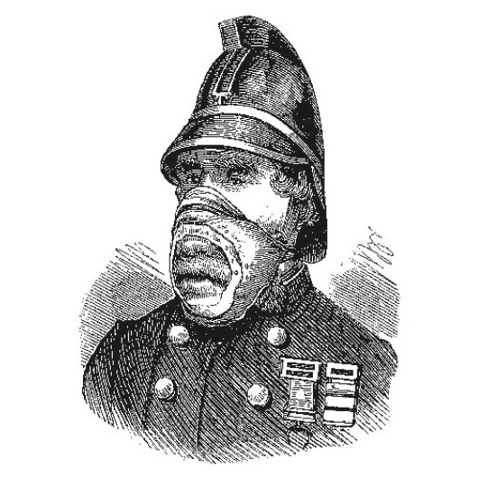 Firefighter with protective mask