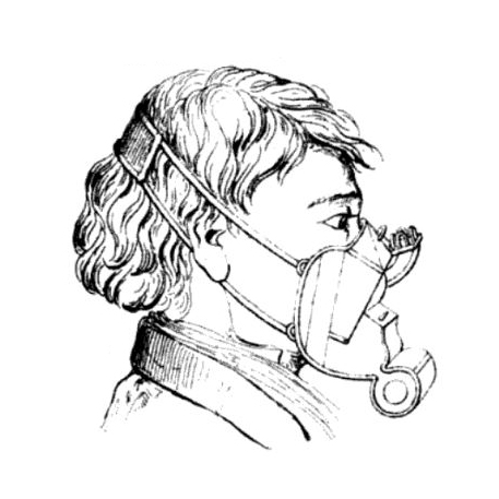 Man wearing mask with water filter