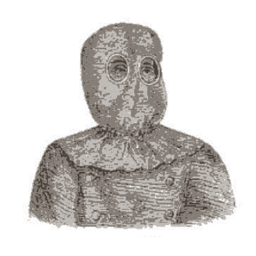 Man wearing anti-smoke hood