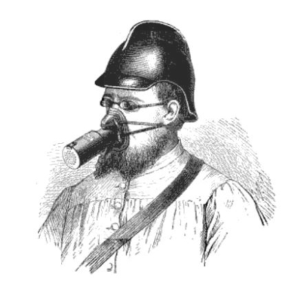 Fire-fighter wearing respirator