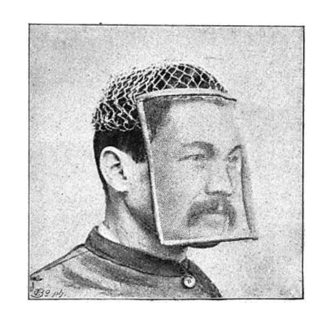 Metal worker wearing see-through mask