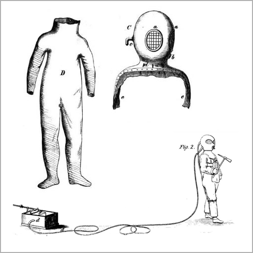 Diving suit and smoke suit by Charles Deane