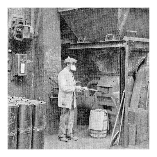 Photo of lead worker with protective mask