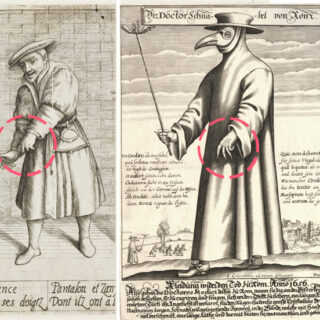 Plague doctor's hand indication of thievery
